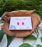 Glossy Red Navette Studs - Micro