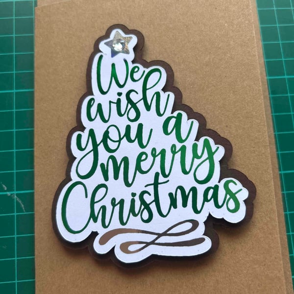 Christmas card, handmade, sparkling, foiled 