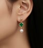 Freshwater Pearl and Four Leaf Clover Gold Plated Earrings - Image 1