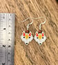 Geometric beadwork orange fox earrings - Image 5