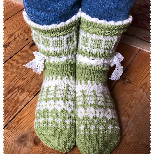 Hand knitted Fairisle socks. 