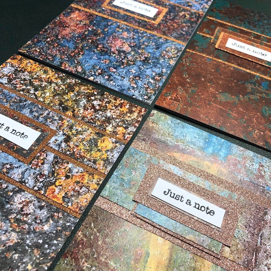 Pack of four rust print handmade notecards