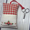  Vintage Fabric Pin Cushion & Scissors 
