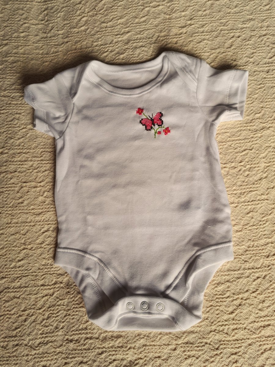 Butterfly vest, age 3-6 months, hand embroidered