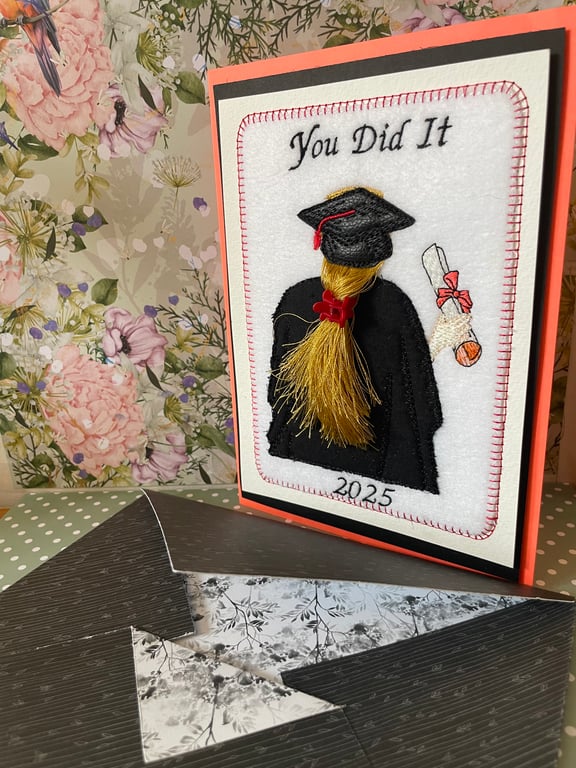 Handmade 3D greetings card Graduation female