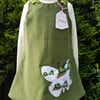 Olive green baby needlecord pinafore dress. Age: 4-5 years. Free postage to UK