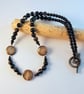 Onyx Beaded Necklace With Shell Coins, Birthday, Anniversary, Gifts For Her - Image 1