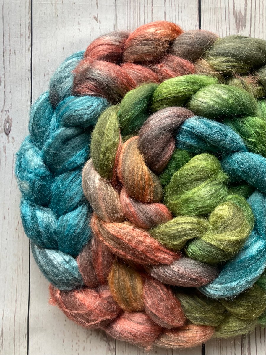 Grey Merino Silk Spinning fibre 100g Elvenhome