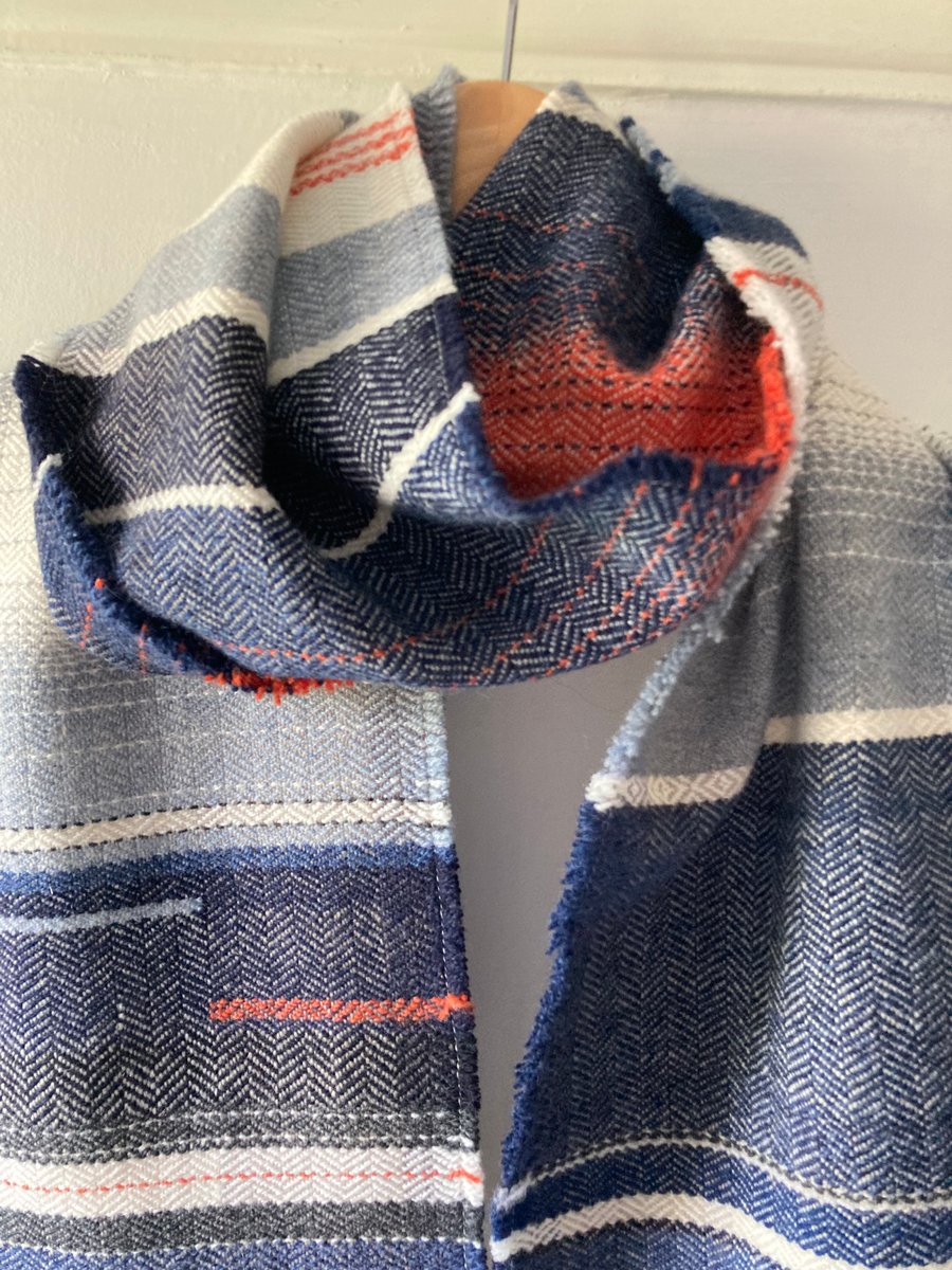 Staithes Lifeboat Handwoven Herringbone Lambswool Scarf