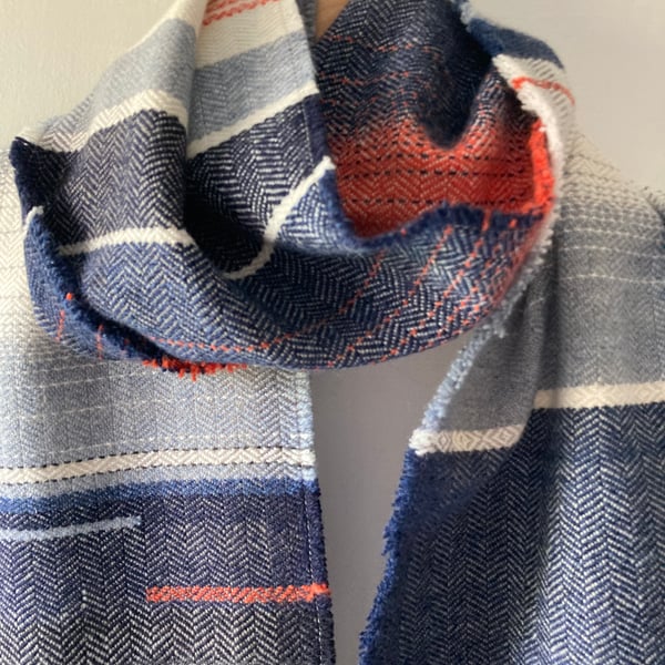 Staithes Lifeboat Handwoven Herringbone Lambswool Scarf