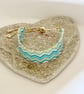 Blue, White and Gold Zig Zag Wave Bead Woven Slider Bracelet - Image 4