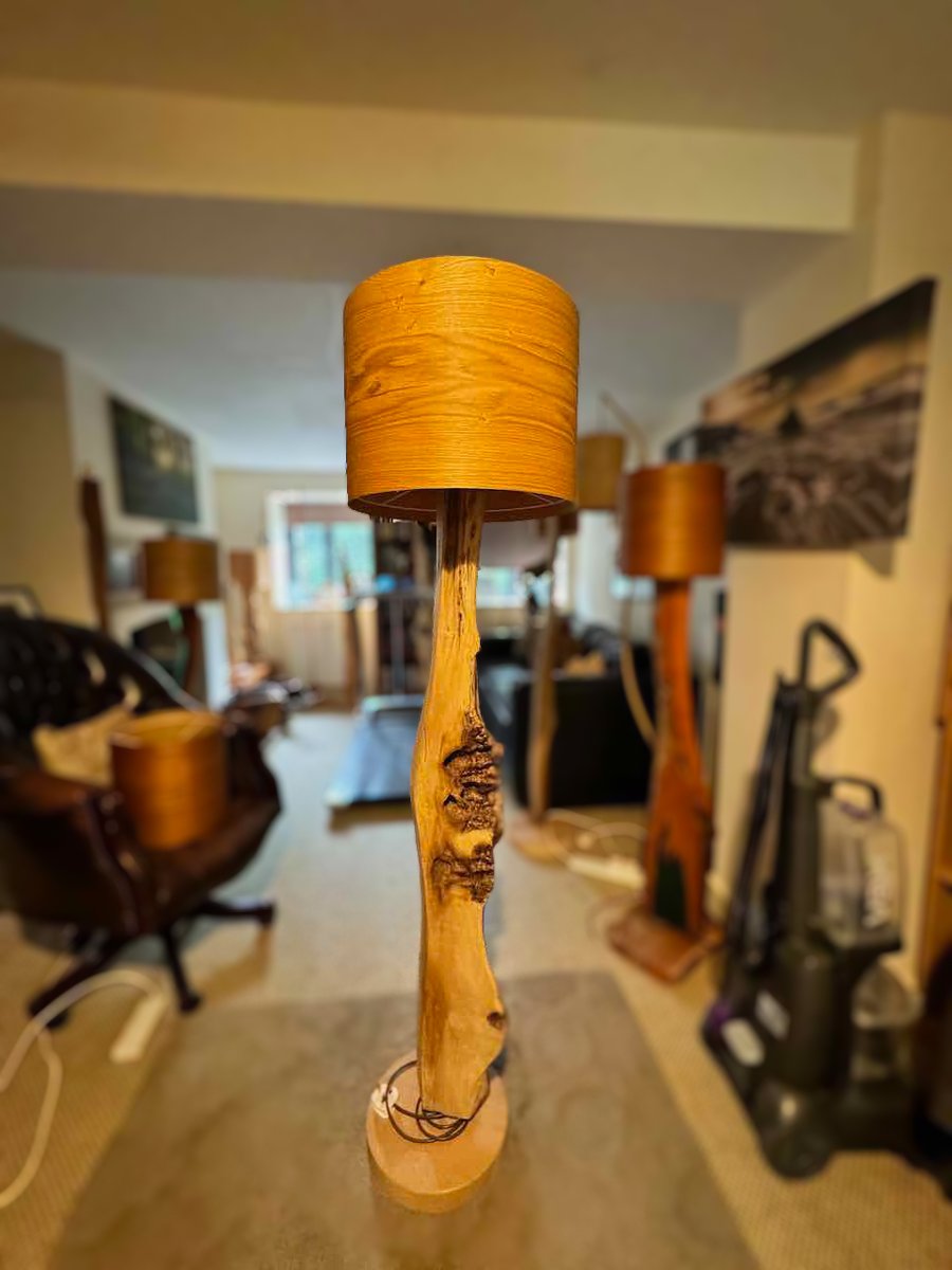 Ash natural standard lamp with an oak veneer lampshade