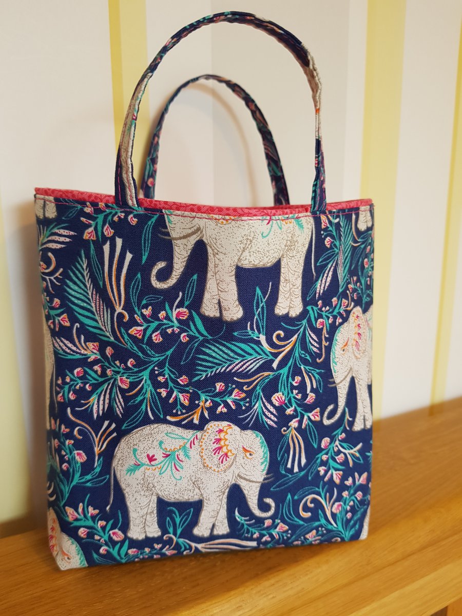 Reusable fabric gift bag; elephants 