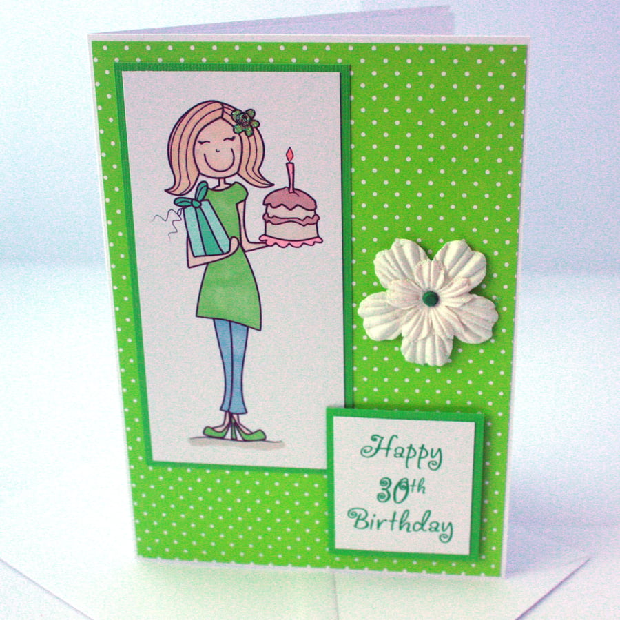 Handmade 30th Birthday card