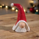 Handmade Christmas Santa Clay Gonk Festive Red & White