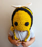 Crochet Bee hat, winter novelty hat, newborn, child, toddler, adult sizes