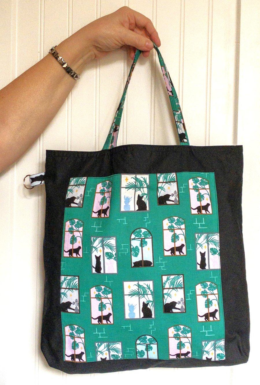 Tote bag, shopping bag, reusable bag, fabric bag, cats, 