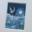 Moonlight Flight - Original miniature. A5 Mounted