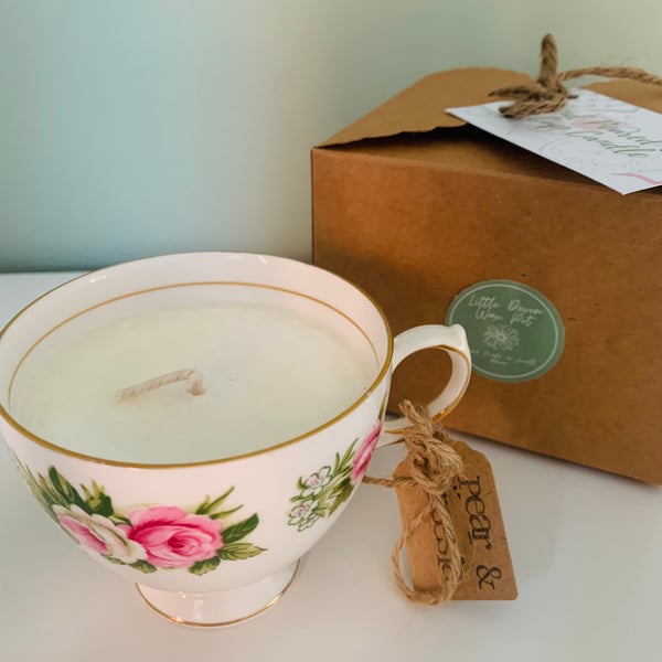 Pear and Freesia Tea Cup Candle with Gift Box