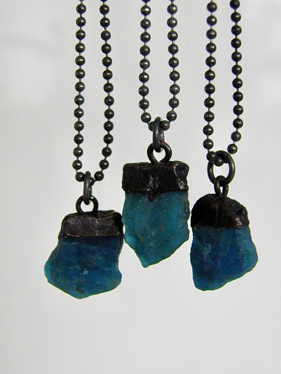 Apatite Necklace Electroformed Sterling Silver 