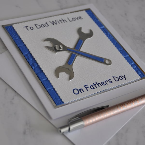 Father's Day Card DIY Tools Spanner Wrench To Dad With Love 3D Luxury Handmade
