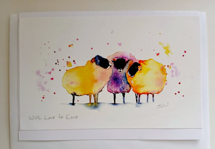 With Love to Ewe Signed print card 