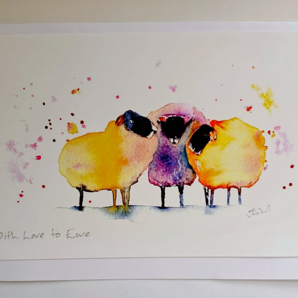 With Love to Ewe Signed print card 
