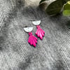 Pink Deco and Pearl Stud Drop Earrings