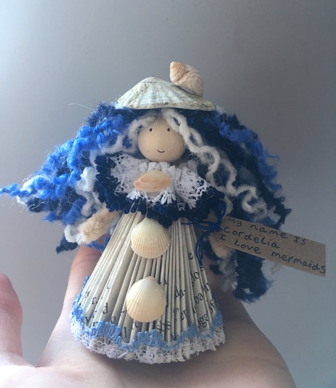Fairy Doll Decoration - Folded Book Art - Sea Shells