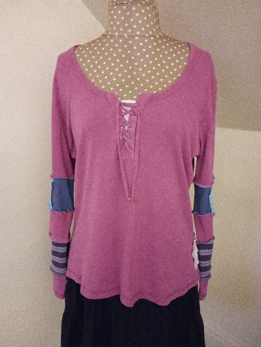 Whimsical Long Sleeved Patchwork top with Long Sleeves
