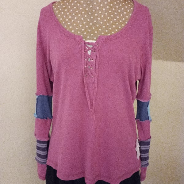 Whimsical Long Sleeved Patchwork top with Long Sleeves