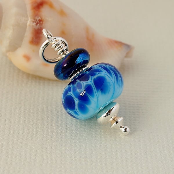 Blue Glass Pendant - Lampwork - Necklace - Sterling Silver
