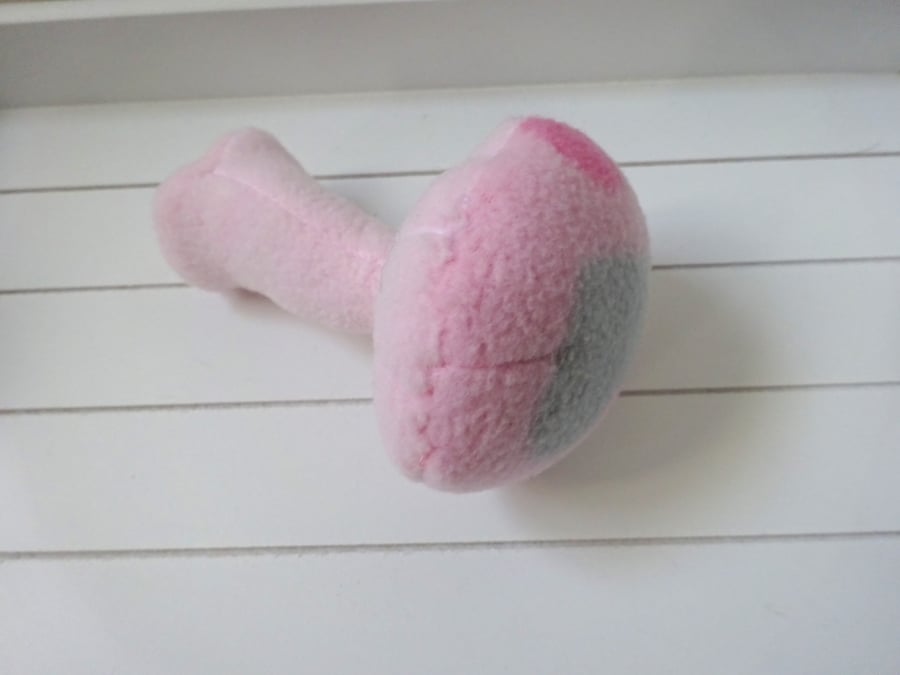 pink plush toadstool grey heart