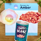 Breakfast Food Vinyl Sticker Set - Retro Fried Egg Baked Beans Holographic Decal