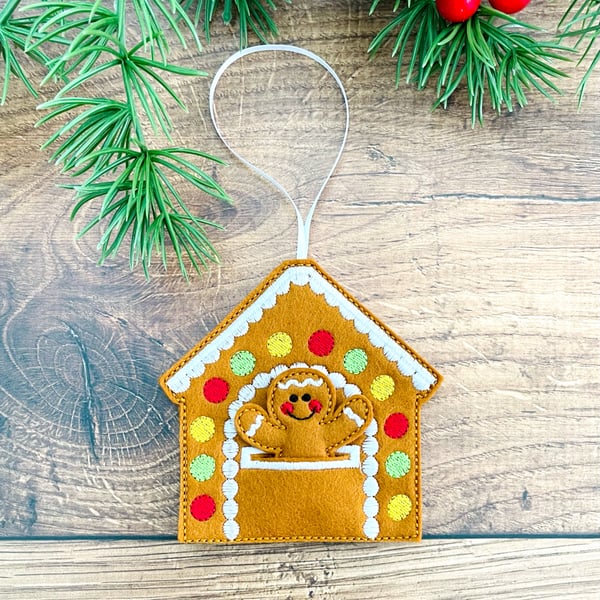 Ginger in a Gingerbread House Christmas Hanging Decoration Personalised Gift