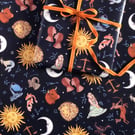 Signs of the Zodiac Gift Wrap with Tag, Celestial Wrapping Paper