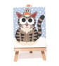 Custom Cat and Robin Original Miniature Art - pet portrait mini painting - Image 2