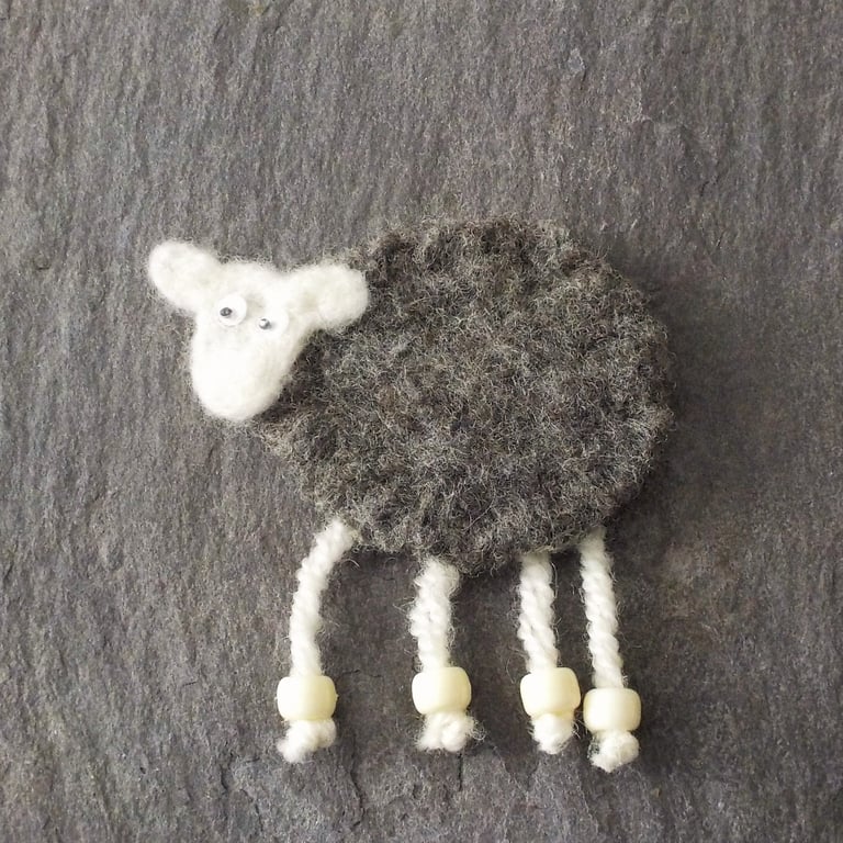 Felt fridge magnet Herdwick grey sheep little gift needle felted