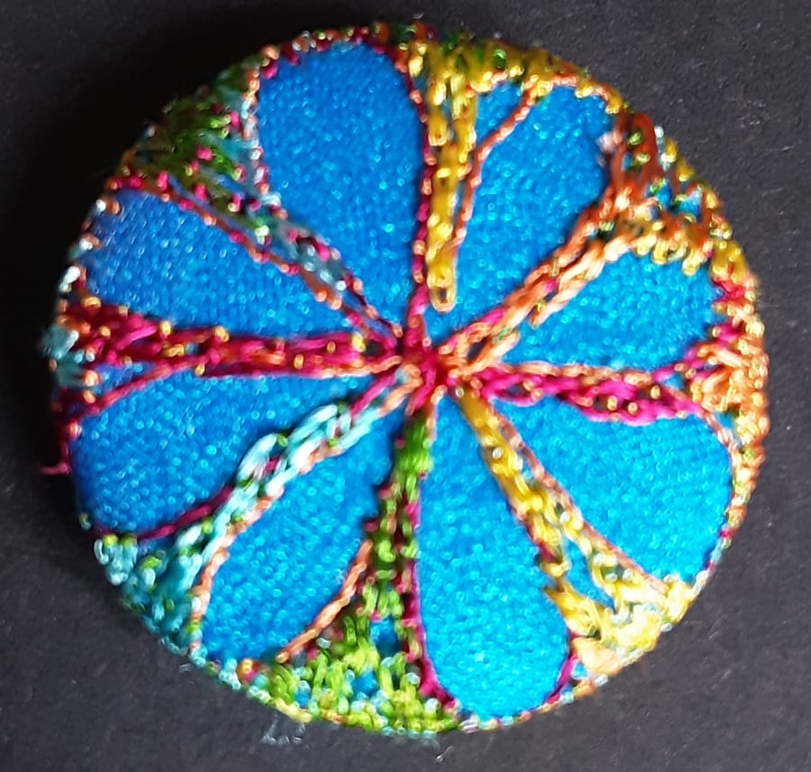 Buttons 1 inch button Hand Dyed Silks and Cottons Free Machine Embroidery Button