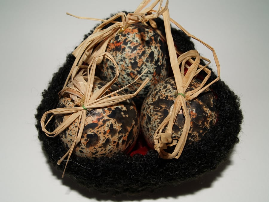 Easter nest handknitted lined bowl