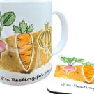 Perfectly Imperfect - Plant Pun "Rooting for You" Mug and Coaster set