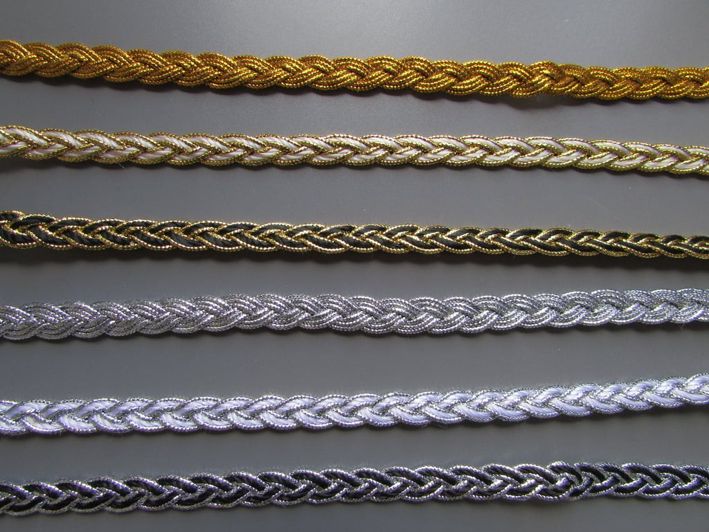 8mm Metallic Plait Braid Trim Sold By The Metre