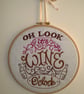 Hooped Embroidered Oh Look, It's Wine O'clock - Image 1