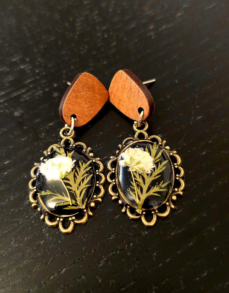 Resin Earrings with Real Dried Flowers
