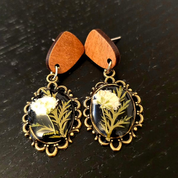 Resin Earrings with Real Dried Flowers