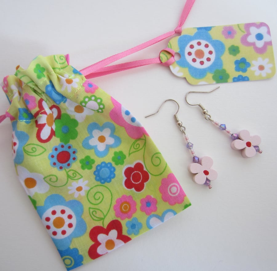Beautiful Bundle Pink Flower Earrings with Gift Bag & Gift Label. % to Ukraine
