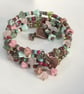 Floral summer beaded flower wrap bracelet with leaf charms - Image 4