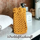 Crochet cotton mustard yellow soap saver