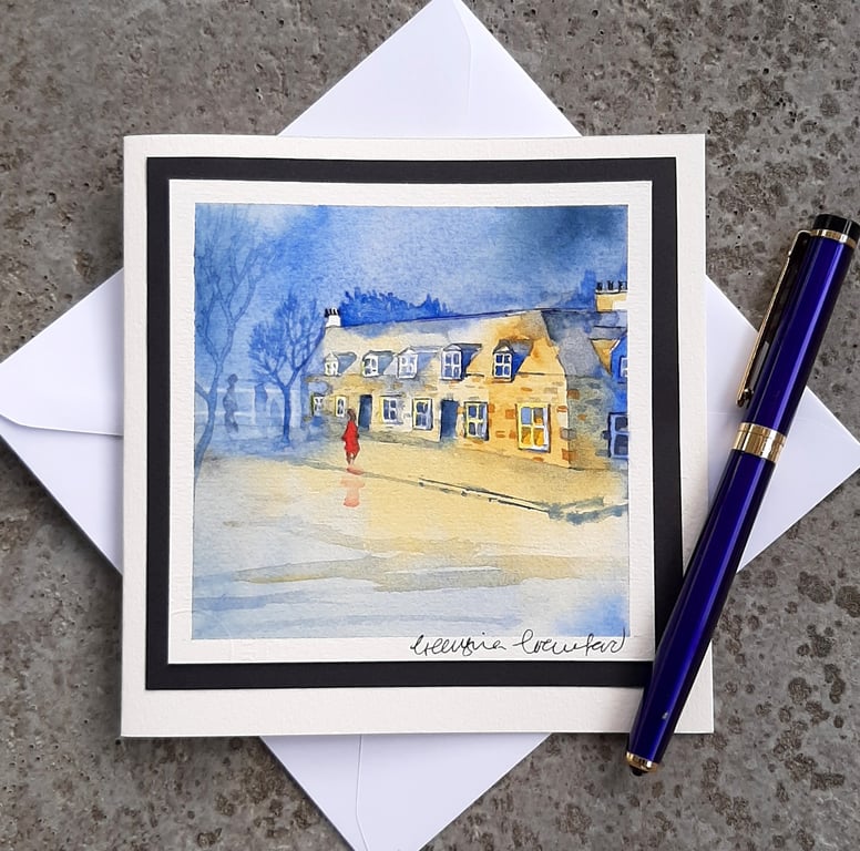 Handpainted Blank Card. Handmade. Letterbox Gift. Keepsake. Harbour Light