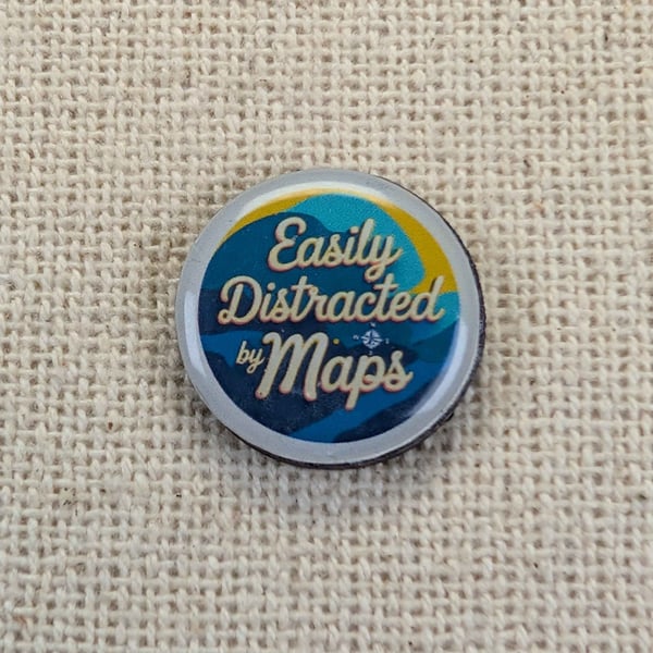 Easily Distracted By Maps Fridge Magnet - Travel Themed - Resin Finished